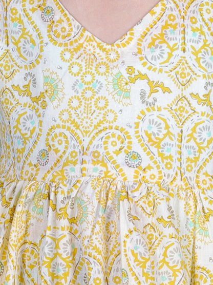 Anuttara Yellow Cotton Blend Anarkali/Flared Kurta & Sharara Set_FJG1011
