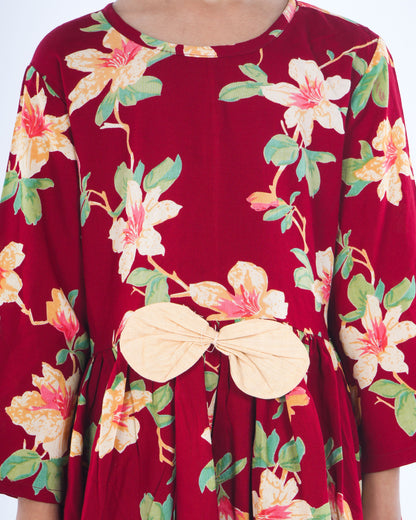 Anuttara Red Rayon Flared Frock_FJG1014