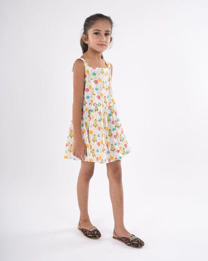 Anuttara Multicolor Pure Cotton Flared Frock_FJG1016