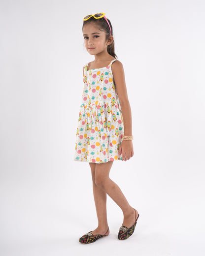 Anuttara Multicolor Pure Cotton Flared Frock_FJG1016