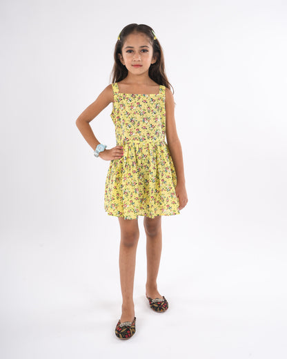 Anuttara Yellow Pure Cotton Flared Frock_FJG1017