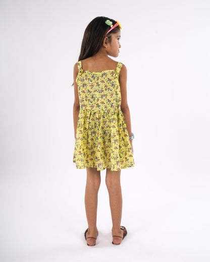 Anuttara Yellow Pure Cotton Flared Frock_FJG1017