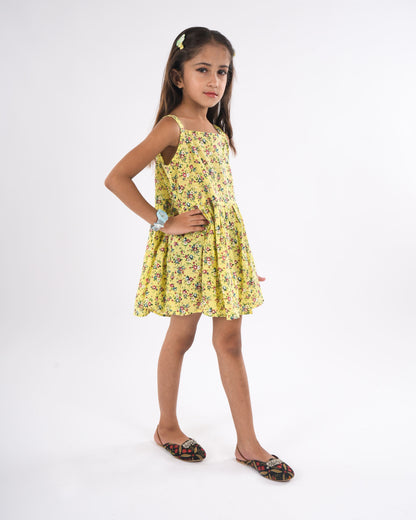 Anuttara Yellow Pure Cotton Flared Frock_FJG1017