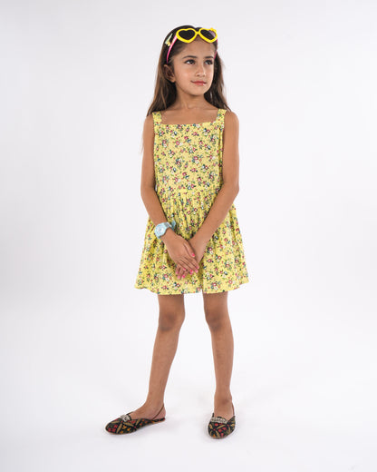 Anuttara Yellow Pure Cotton Flared Frock_FJG1017