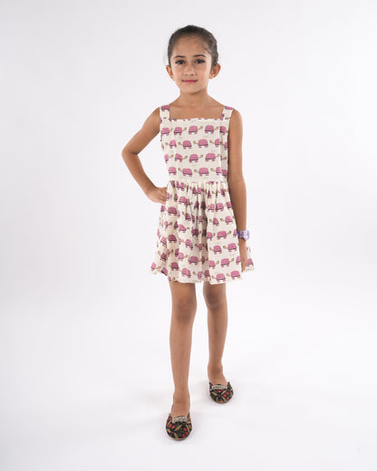Anuttara Off White Pure Cotton Flared Frock_FJG1019
