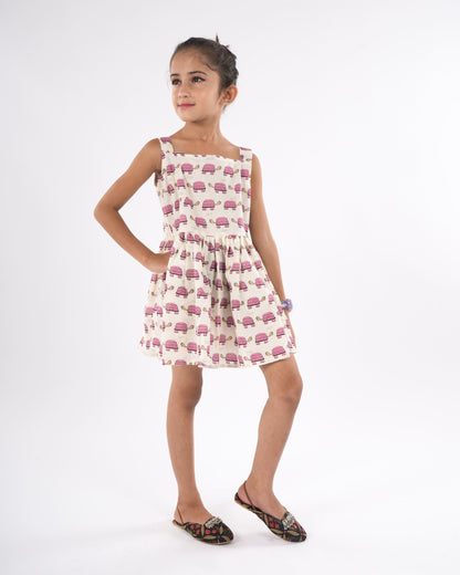 Anuttara Off White Pure Cotton Flared Frock_FJG1019
