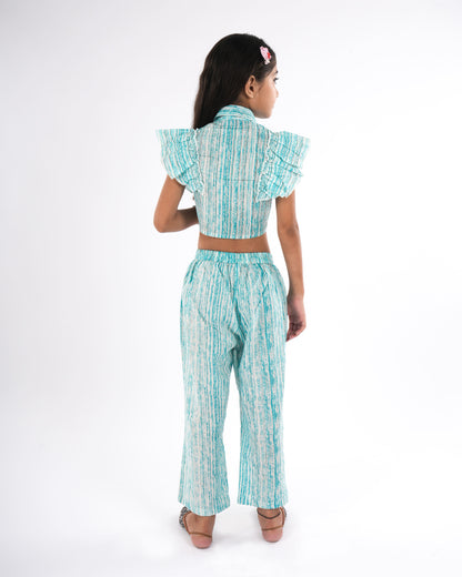 Anuttara Turquoise Pure Cotton Straight Co Ords Set_FJG1028