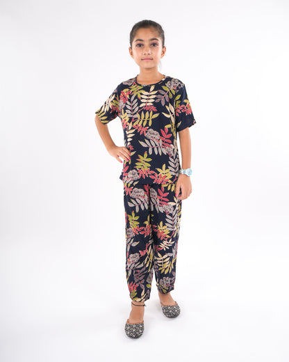 Anuttara Navy Blue Rayon Straight Co Ords Set_FJG1030