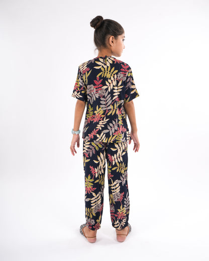 Anuttara Navy Blue Rayon Straight Co Ords Set_FJG1030