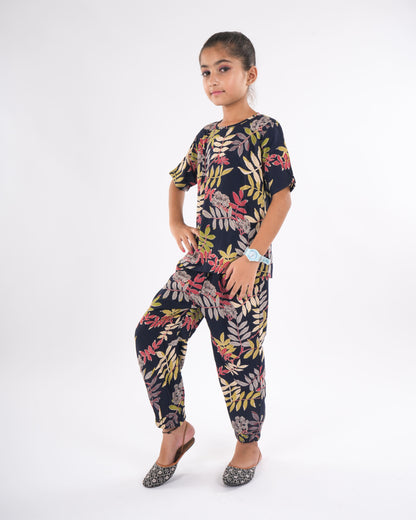 Anuttara Navy Blue Rayon Straight Co Ords Set_FJG1030