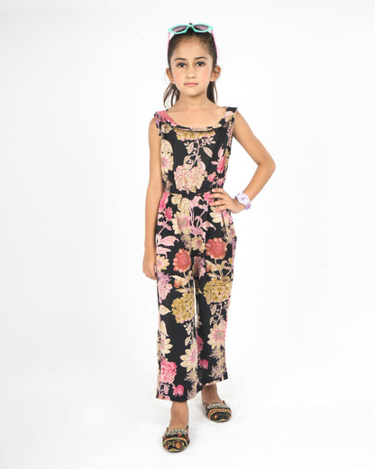 Anuttara Black Pure Cotton Straight Jump Suit_FJG1038