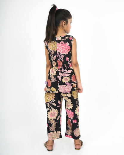 Anuttara Black Pure Cotton Straight Jump Suit_FJG1038