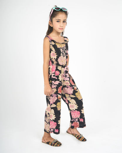Anuttara Black Pure Cotton Straight Jump Suit_FJG1038