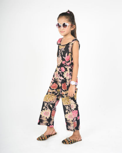 Anuttara Black Pure Cotton Straight Jump Suit_FJG1038