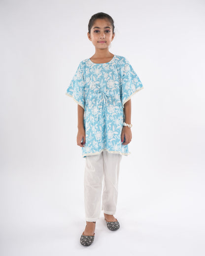 Anuttara Sky Blue Pure Cotton Straight Kaftan_FJG1039