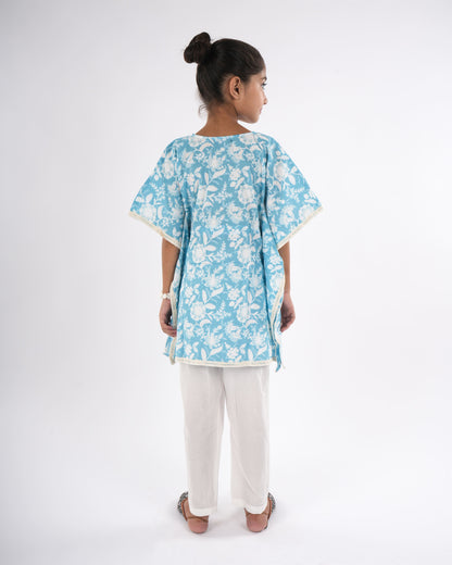 Anuttara Sky Blue Pure Cotton Straight Kaftan_FJG1039