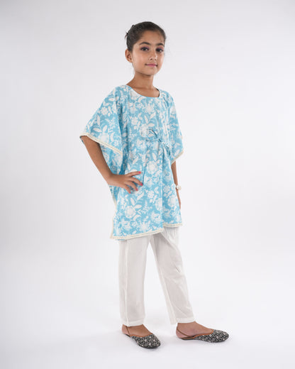Anuttara Sky Blue Pure Cotton Straight Kaftan_FJG1039