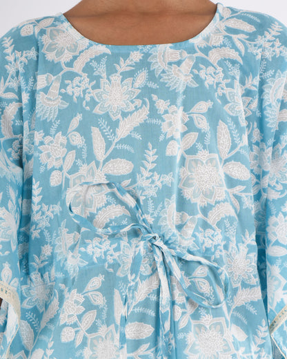 Anuttara Sky Blue Pure Cotton Straight Kaftan_FJG1039