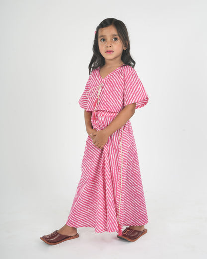Anuttara Pink Pure Cotton Straight Top & Skirt Set_FJG1040