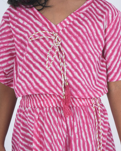 Anuttara Pink Pure Cotton Straight Top & Skirt Set_FJG1040