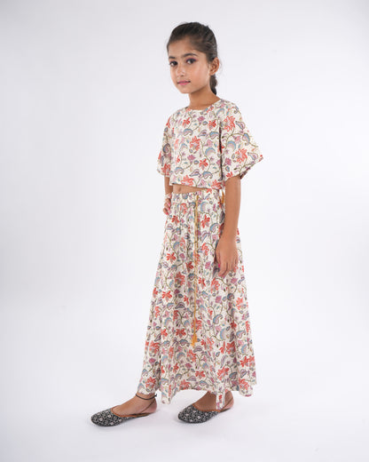 Anuttara Multicolor Rayon Straight Top & Skirt Set_FJG1042