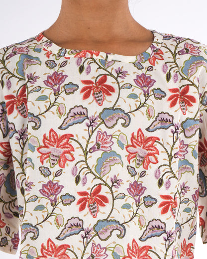 Anuttara Multicolor Rayon Straight Top & Skirt Set_FJG1042