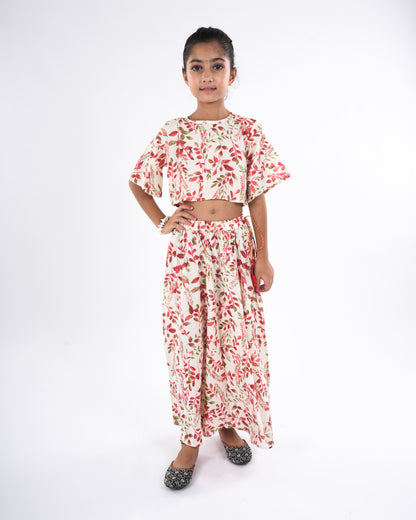 Anuttara Off White Rayon Straight Top & Skirt Set_FJG1043