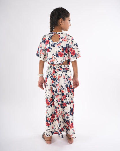 Anuttara White Rayon Straight Top & Skirt Set_FJG1044