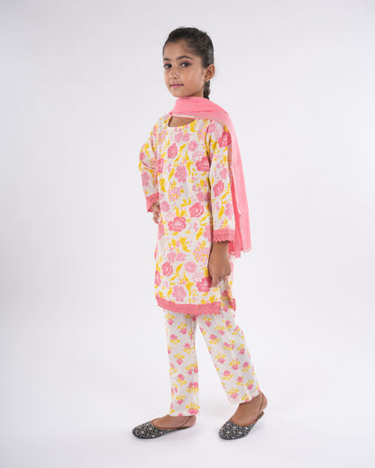 Anuttara Peach Pure Cotton Straight Kurta Pant & Dupatta Set_FJG1045
