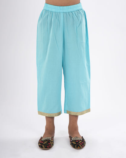 Anuttara Turquoise Pure Cotton Straight Kurta & Pant Set_FJG1050