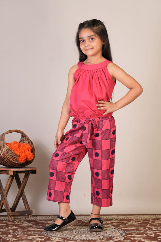 Anuttara Pink Pure Cotton Straight Top & Trouser_FJG1064
