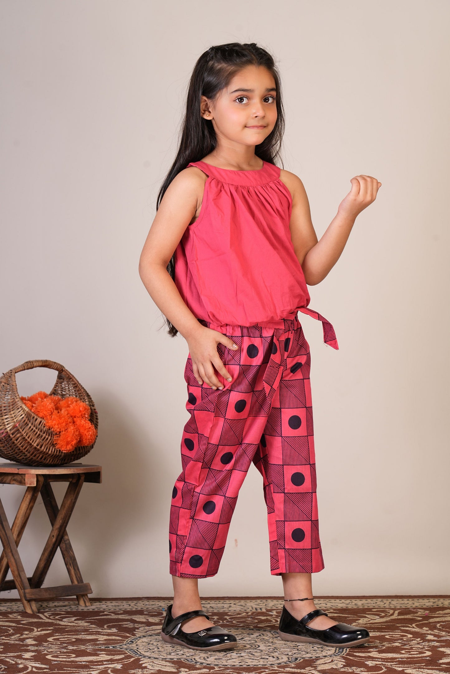 Anuttara Pink Pure Cotton Straight Top & Trouser_FJG1064