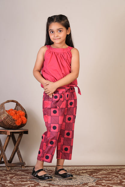 Anuttara Pink Pure Cotton Straight Top & Trouser_FJG1064