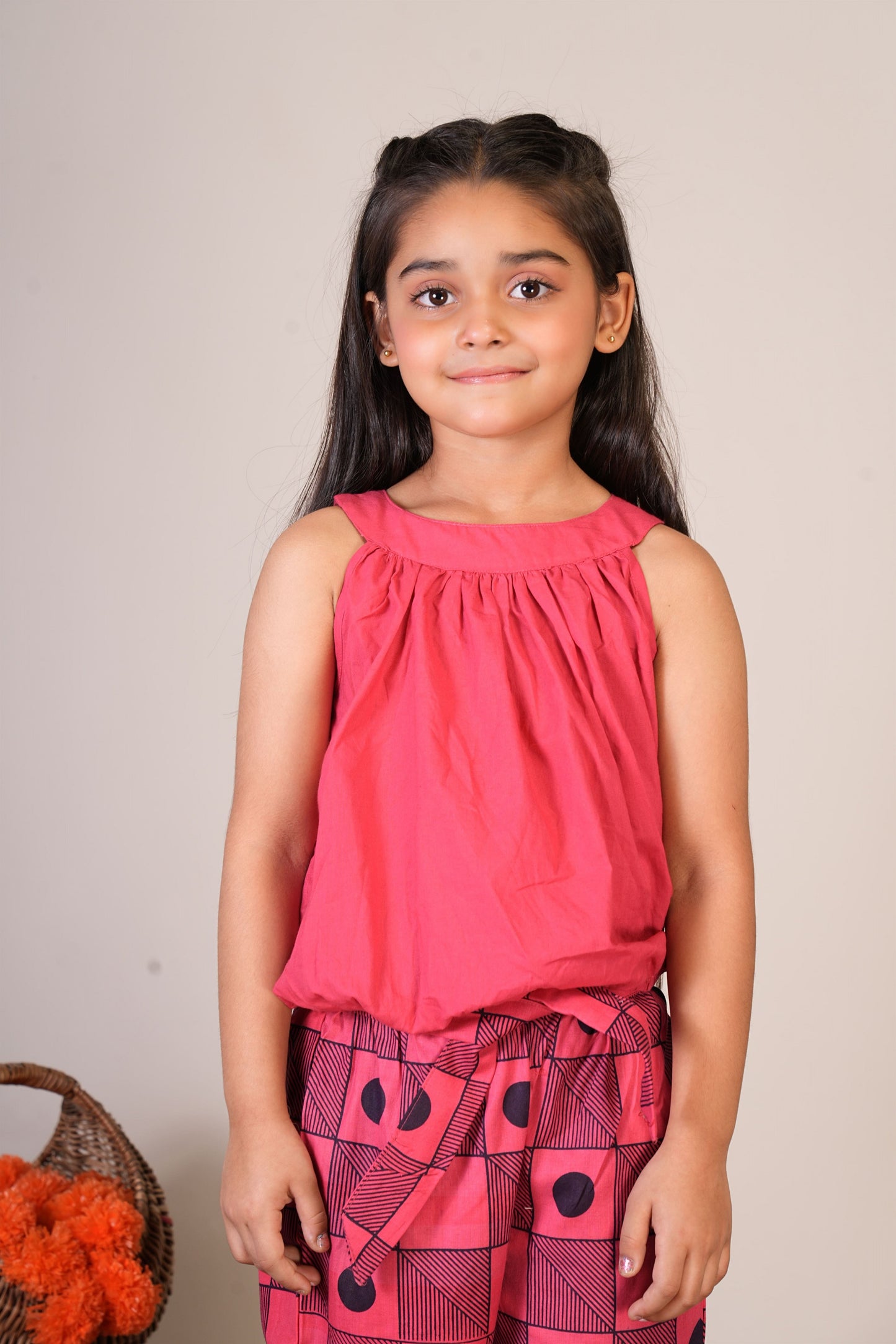 Anuttara Pink Pure Cotton Straight Top & Trouser_FJG1064