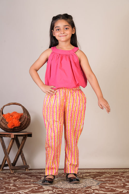 Anuttara Pink Pure Cotton Straight Top & Trouser_FJG1065