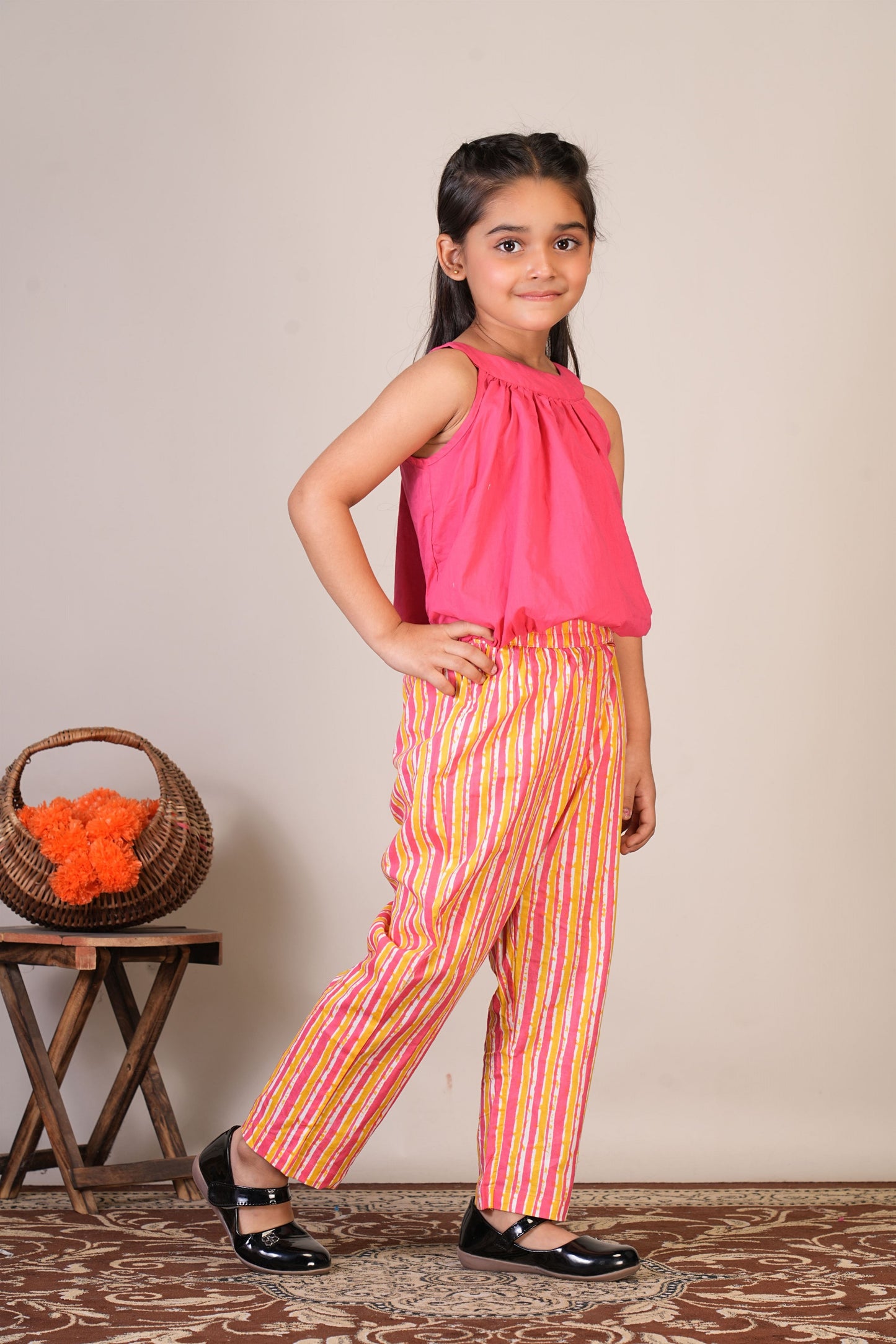 Anuttara Pink Pure Cotton Straight Top & Trouser_FJG1065