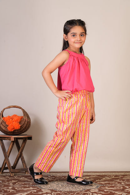 Anuttara Pink Pure Cotton Straight Top & Trouser_FJG1065