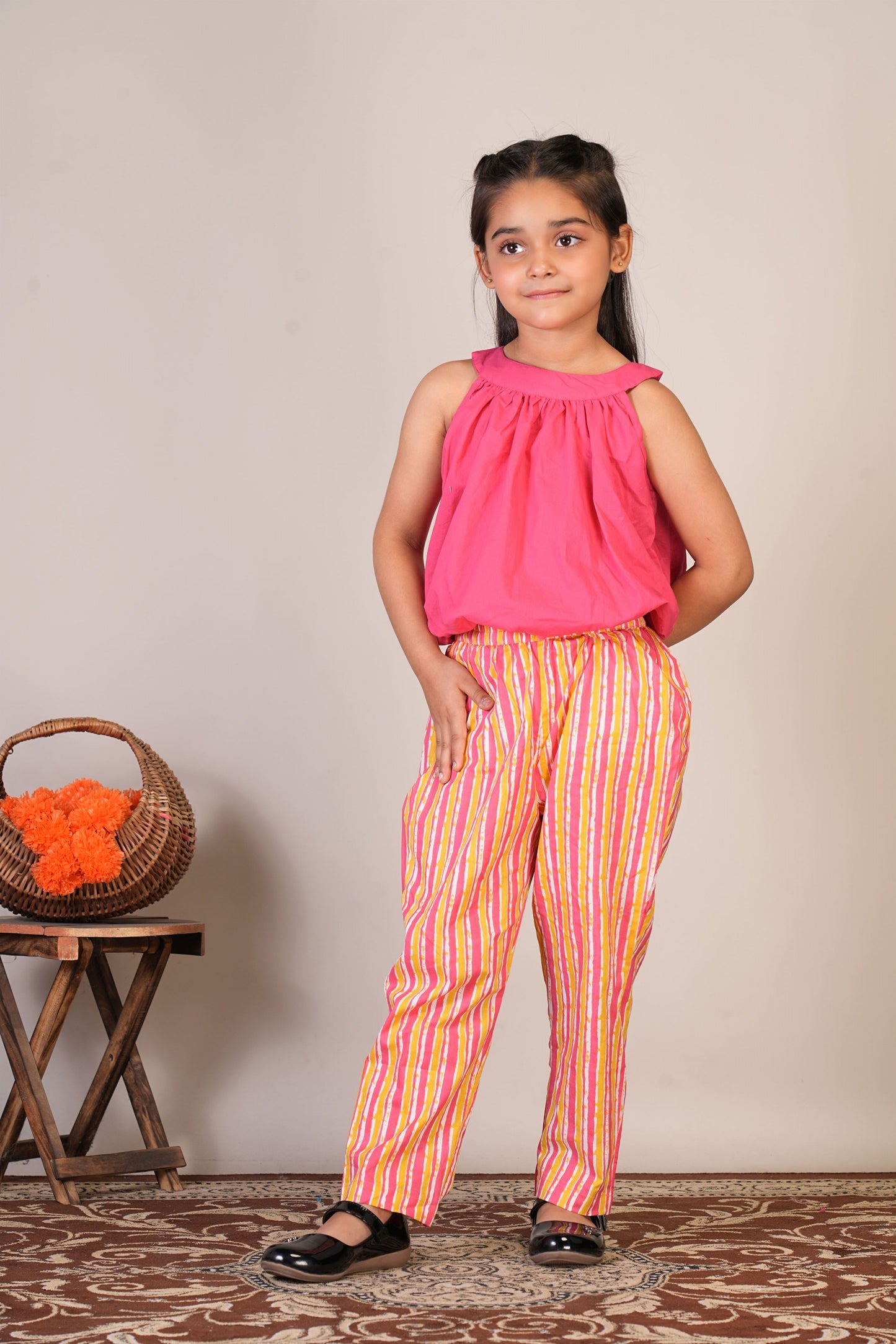 Anuttara Pink Pure Cotton Straight Top & Trouser_FJG1065