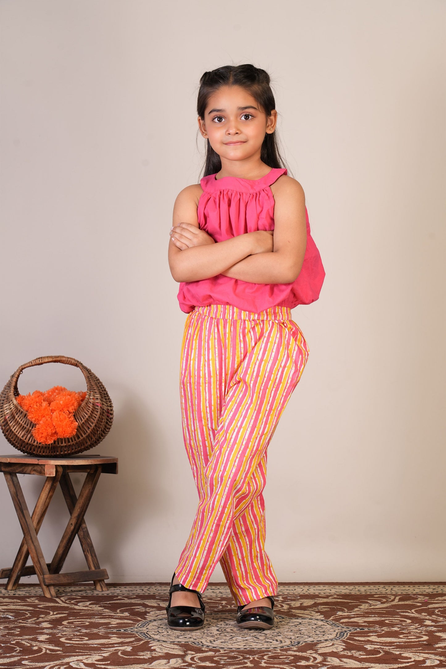 Anuttara Pink Pure Cotton Straight Top & Trouser_FJG1065