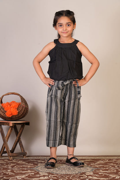 Anuttara Black Pure Cotton Straight Top & Trouser_FJG1066