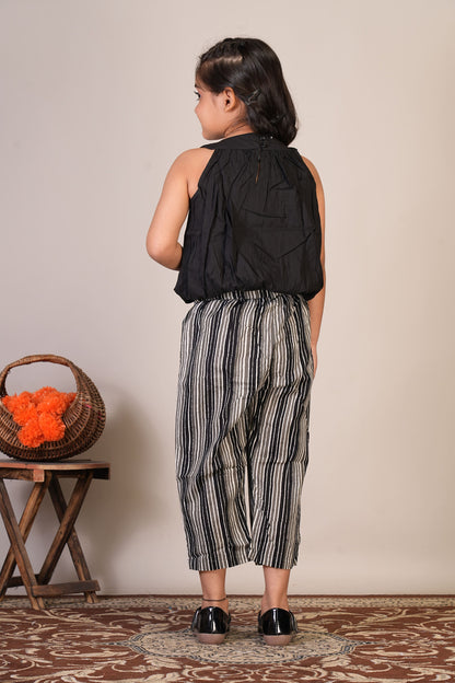 Anuttara Black Pure Cotton Straight Top & Trouser_FJG1066