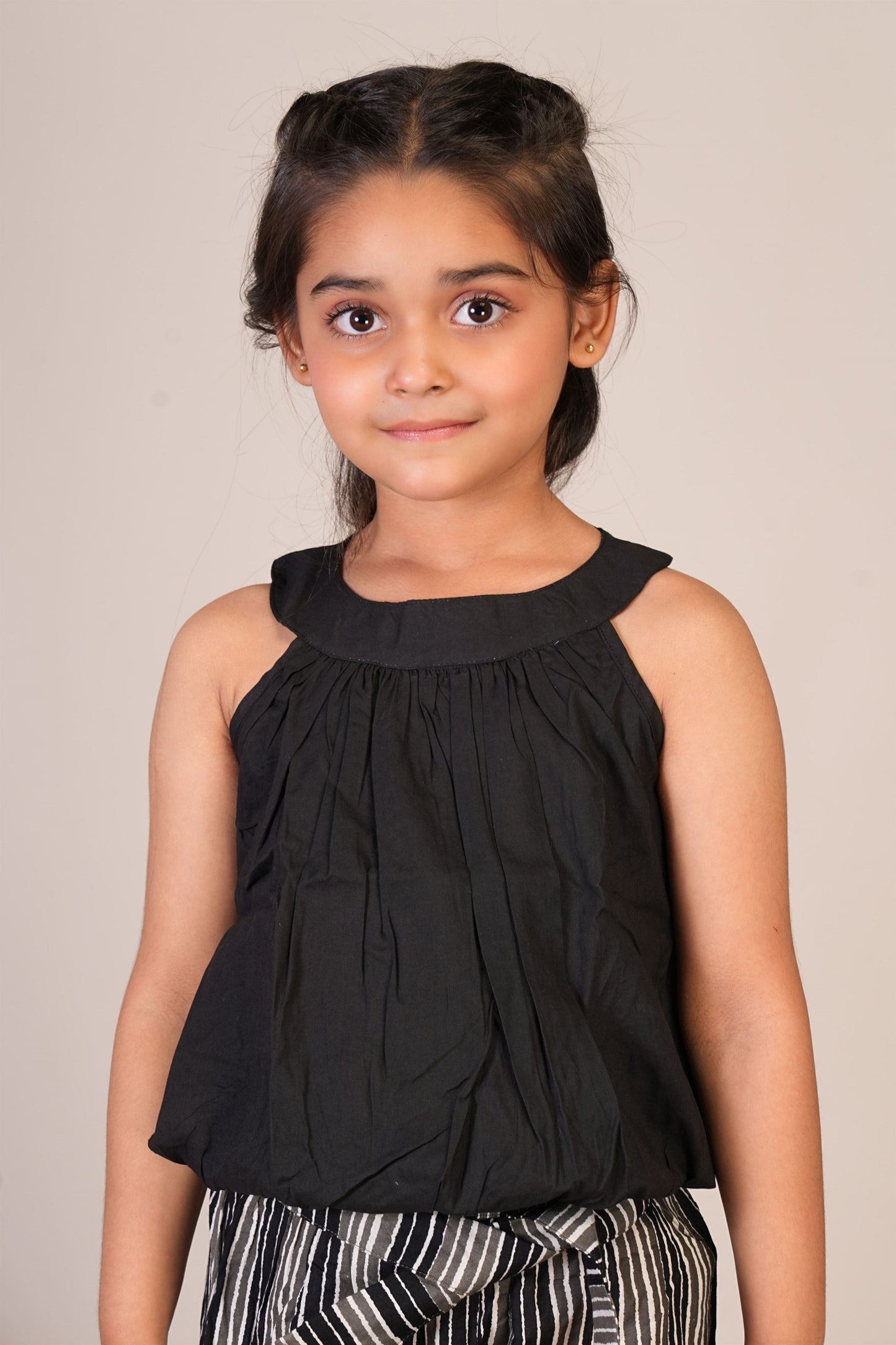 Anuttara Black Pure Cotton Straight Top & Trouser_FJG1066