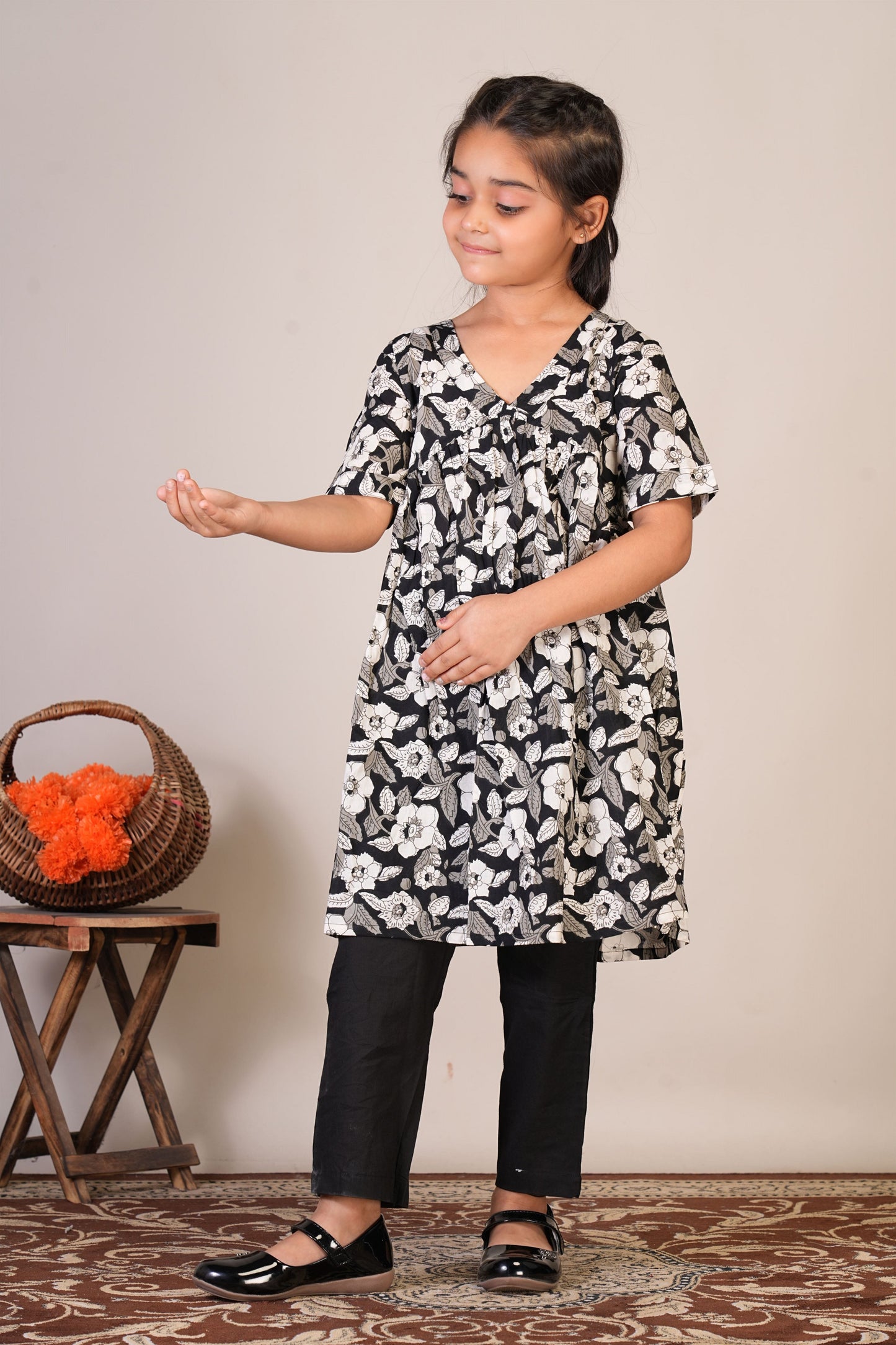 Anuttara Black Pure Cotton Anarkali/Flared Kurta & Pant Set_FJG1072
