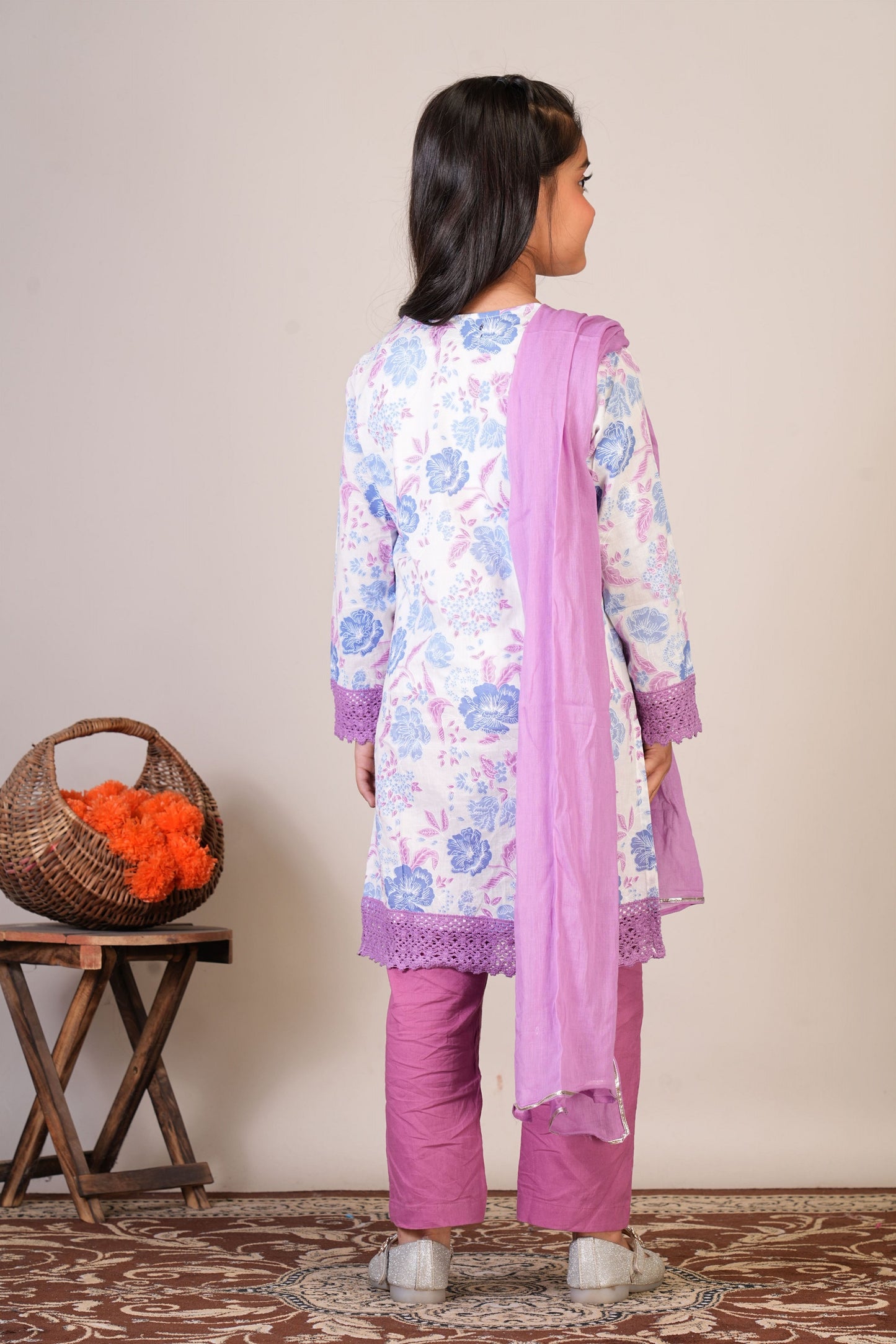 Anuttara Multicolor Pure Cotton Straight Kurta, Pant & Dupatta Set_FJG1073