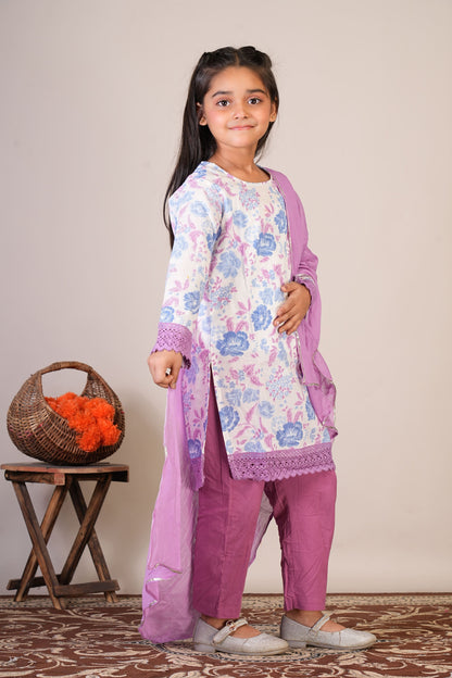 Anuttara Multicolor Pure Cotton Straight Kurta, Pant & Dupatta Set_FJG1073